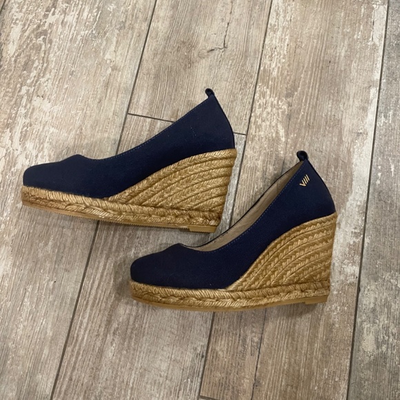 🆕 Viacata Barcelona Espadrilles  blue canvas wedge heel made in Spain size 36 - Picture 4 of 6